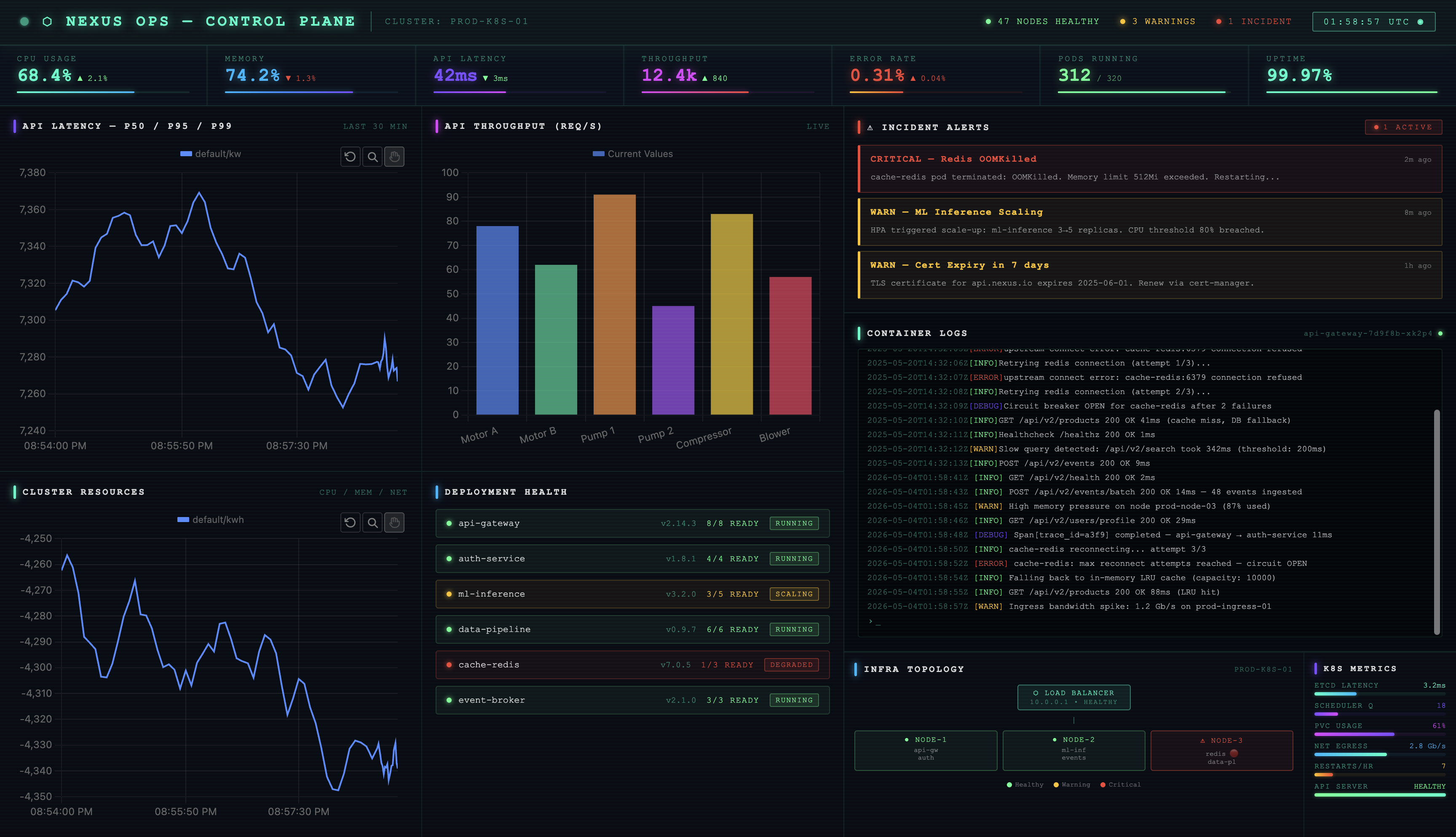 DevOps monitoring dashboard