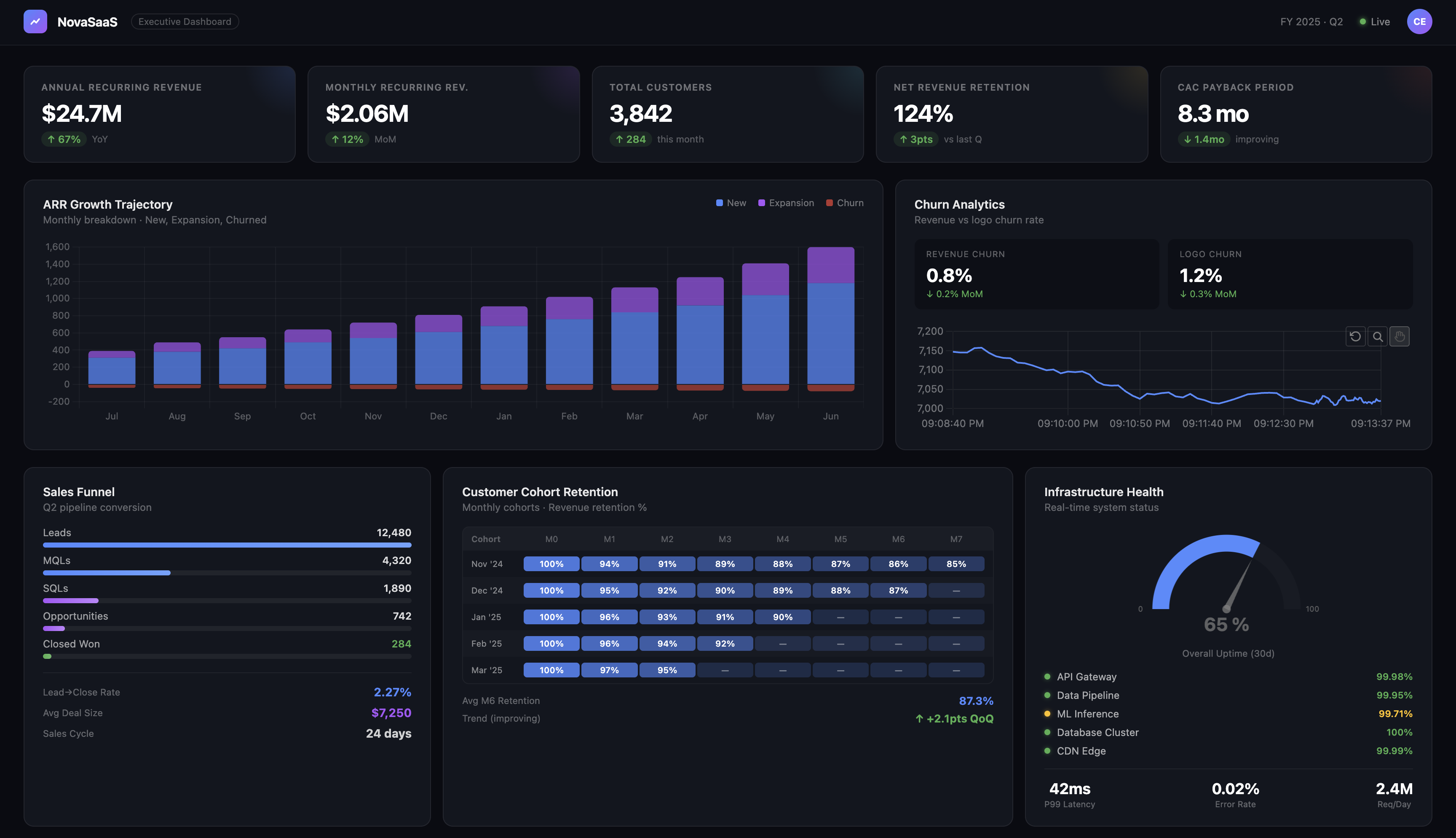 SaaS executive dashboard